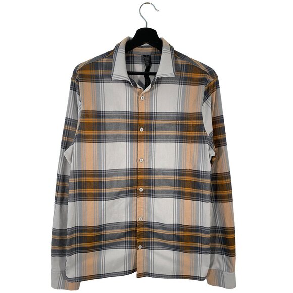 Lululemon Mason Peak Check L/S Flannel Orange / Gray mens size medium - Picture 1 of 4